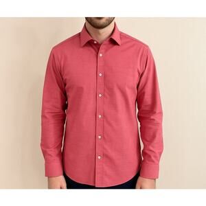 Tommy Hilfiger Men’s 2XL Slim Fit Wrinkle Free Button Down Shirt Red 100% Cotton